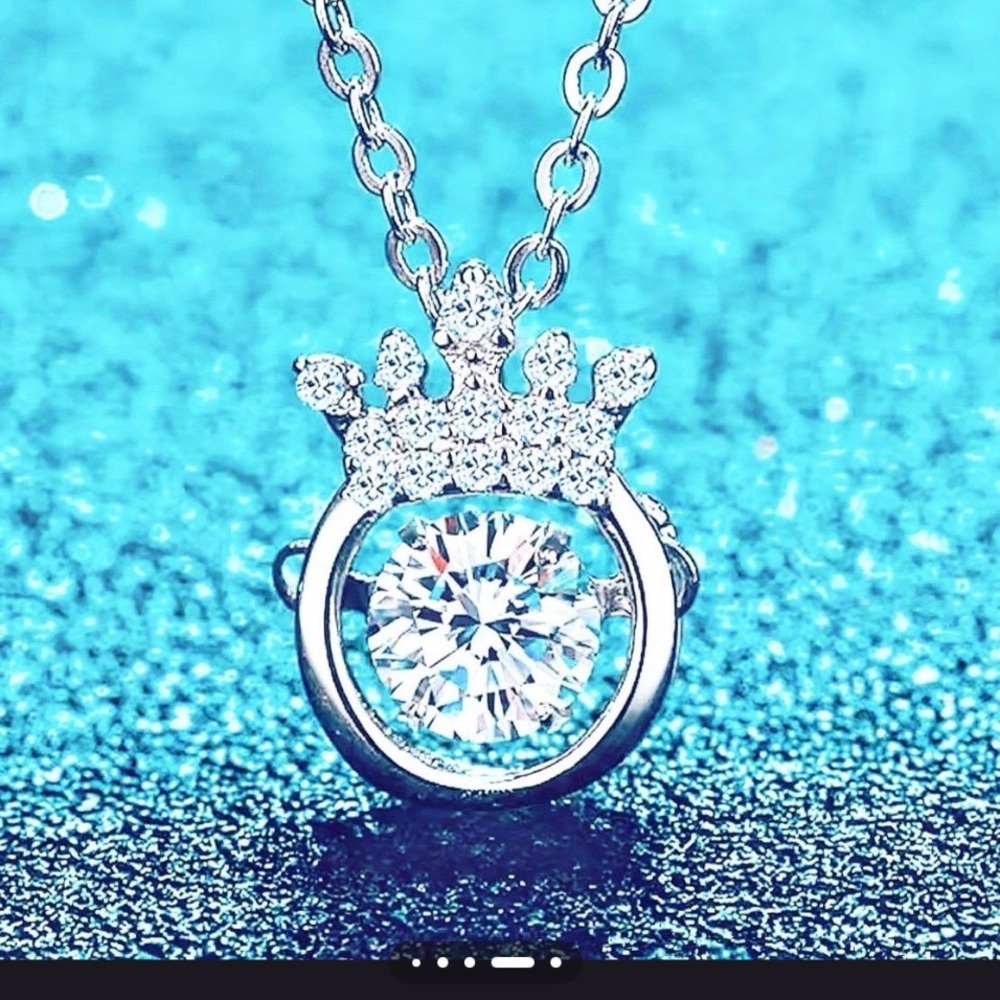 Badass Bestie Crown Dancing Stone Necklace Silver Tone Friendship Gift Pendant - Picture 4 of 4
